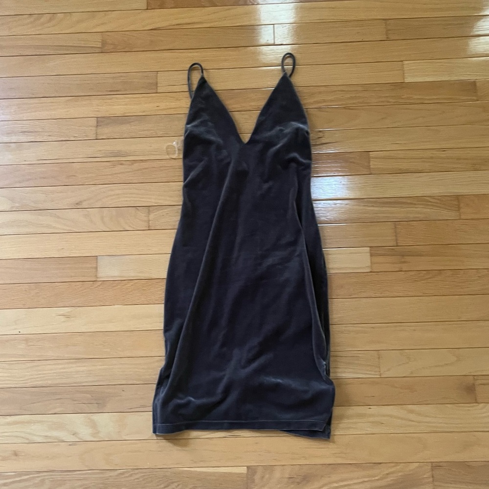 Solemio Grey Velvet Midi Tank Dress (US size M)
